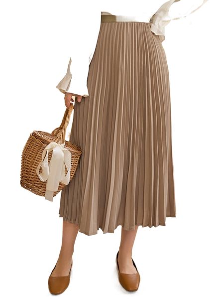

dazy high waist solid pleated skirt o7n0#, Black