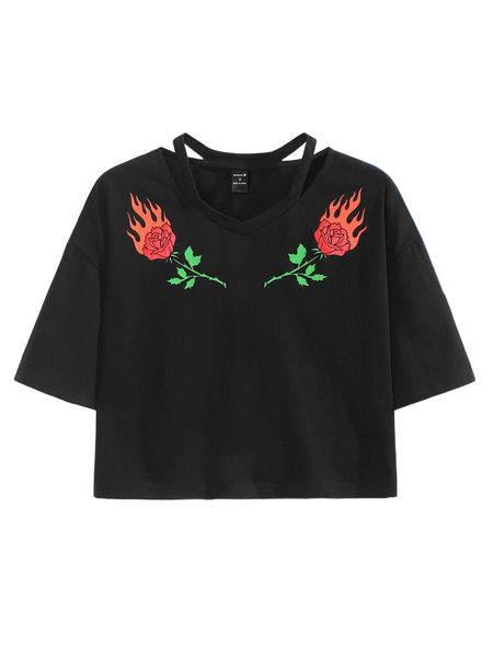 

x emma jane creative floral & fire print cutout e3km#, White