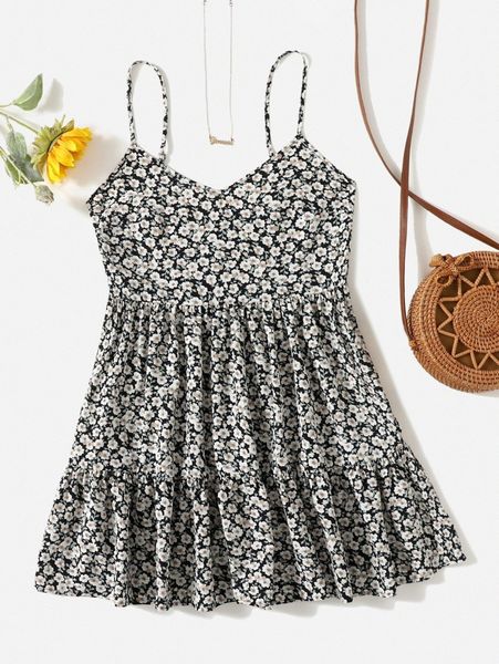 

ditsy floral print cami dress u6gm#, Black;gray