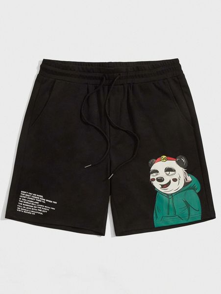 

men cartoon and slogan graphic shorts 58e1#, White;black