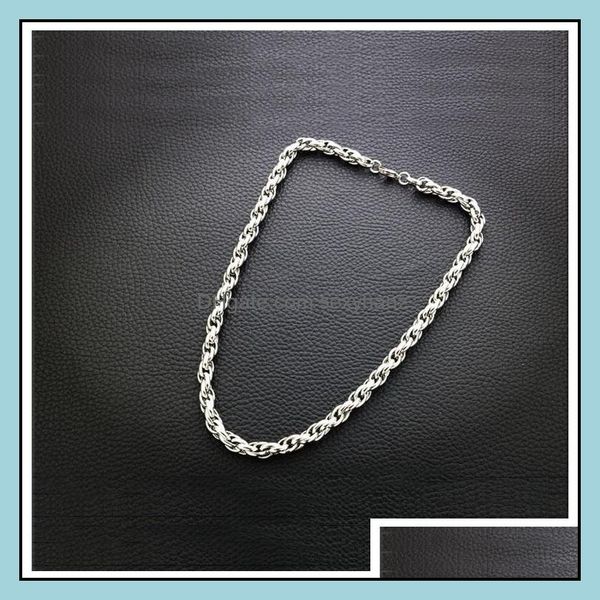 

chains necklaces pendants jewelry 8mm sier chain for men twist titanium steel rope necklace 20 - 32inch wholesale drop delivery 2021 gqi9x, Silver
