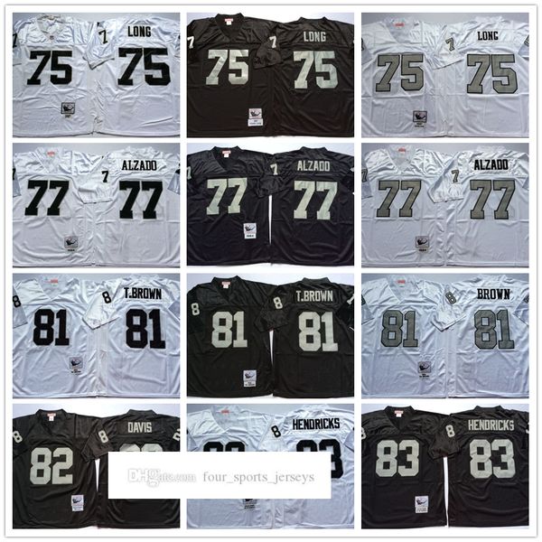 

ncaa 75th vintage football 81 tim brown jerseys mitchell&ness 77 lyle alzado 75 howie long 83 ted hendricks 82 al davis jersey college black, Black;red