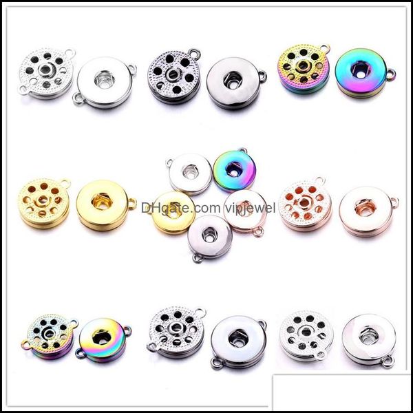 Charms Accessori per gioielli Componenti Metallo misto 18 mm Ginger Snap Button Ciondolo base per bottoni automatici fai da te Collana Br Dh4Hb