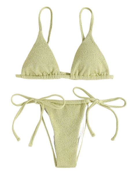 

plain textured triangle bikini swimsuit e8xj#, White;black