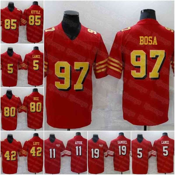 N3740 85 George Kittle 97 Nick Bosa San Maglia da calcio Francisco 5 Trey Lance Fred Warner Brandon Aiyuk Jimmy Garoppolo Deebo Samuel Raheem