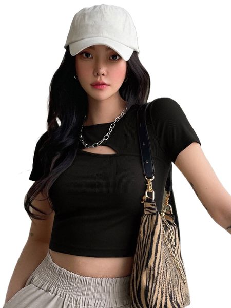 

dazy cut out crop tee s44s#, White