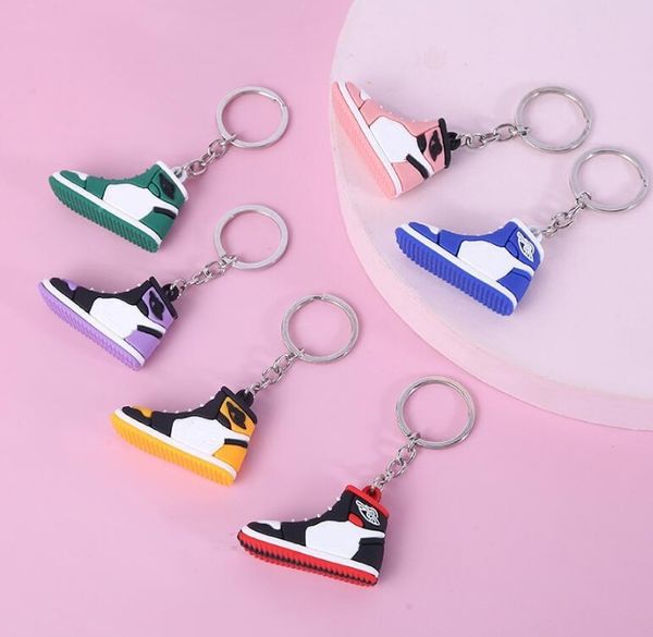 

fashion 3d stereo sneakers keychains party gift mini basketball shoes model keychain for boyfriend birthday present bag pendant key ring