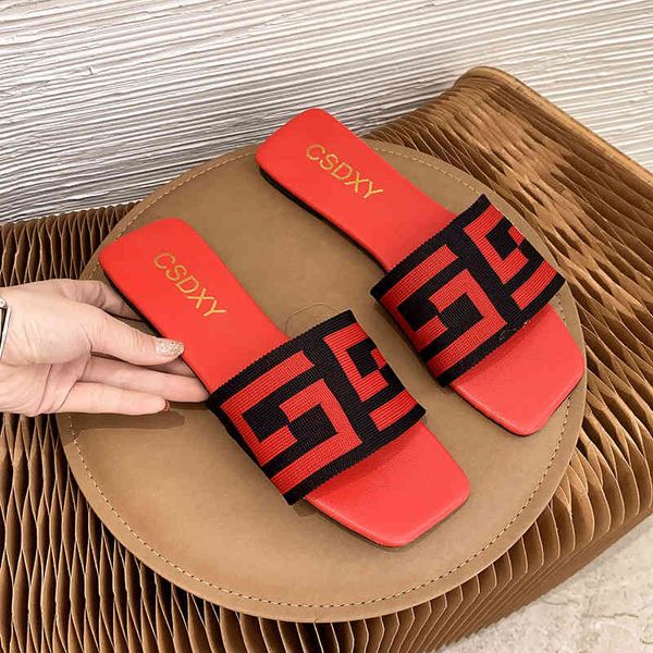 

summer c letter desginer women slippers fashion 2021 plus size flat heels sildes ladies mules shoes sapatos de mujer, Black