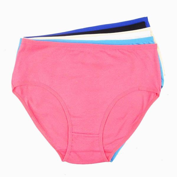 

6 pcs lot womens panties wholesale clothing high-rise solid color women plus size cotton briefs 6955, Black;pink