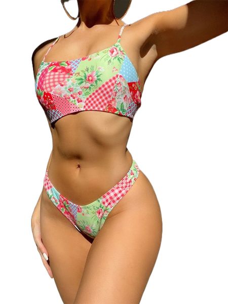 

patchwork bikini swimsuit r5on#, White;black