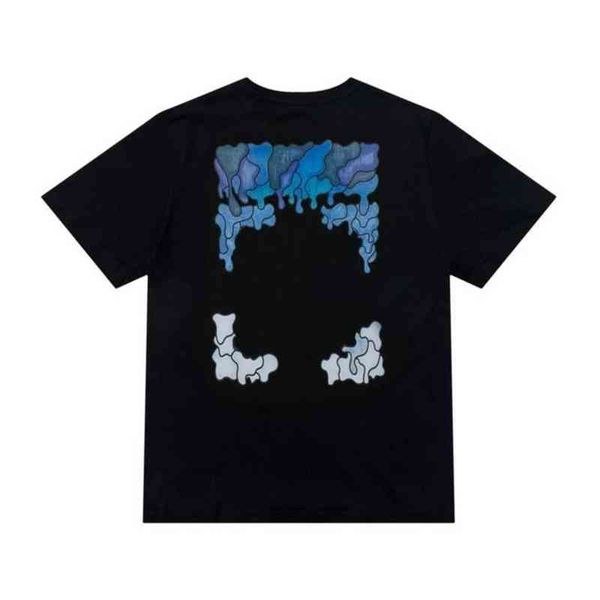 

mens fashion offs brand t shirts designer classic back arrow melt gradient t-shirt luxury 3d letter print casual loose clothing women qwa, White;black