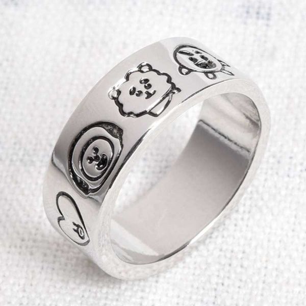 

rings kpop bangtan boys animal ring 2022 chooky koay cooky rj mang tata shooky anime lovers fashion jewelry trendy accessories, Silver