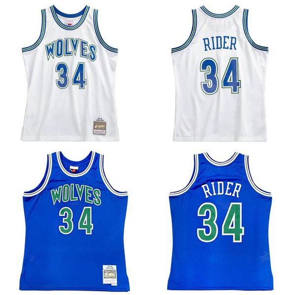 

stitched isaiah rider jr. basketball jersey s-6xl mitchell & ness 1995-96 mesh hardwoods classics retro version men women youth jerseys, Black;red