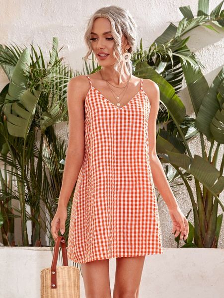 

gingham slip dress a9et#, Black;gray