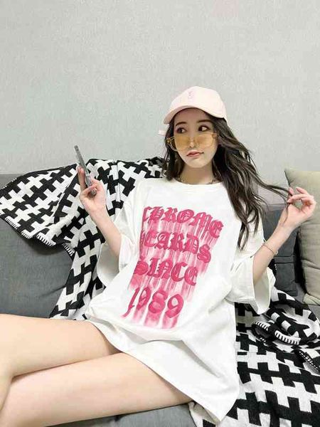 

factory online export designer brand short sleeves ch limited spring summer 2022 new couple t-shirt sleeve women unisex, White