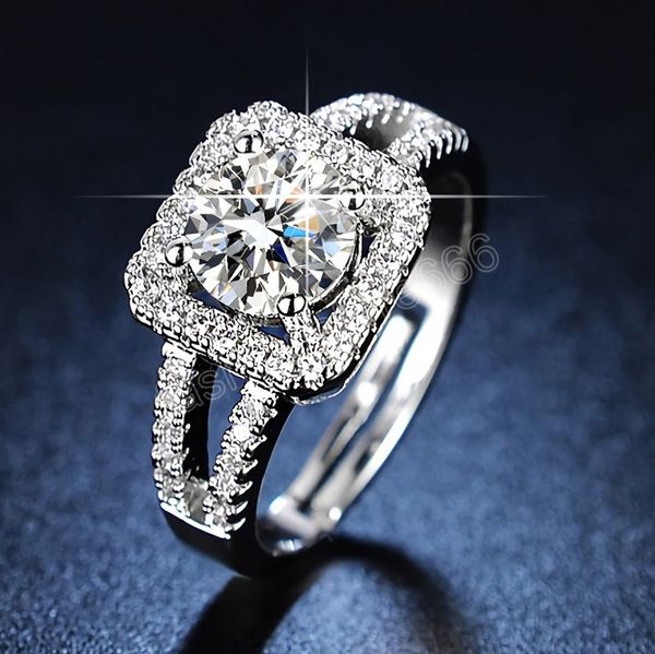 

925 silver classic crystal square ring for women fashion designer party wedding engagement jewelry christmas gifts