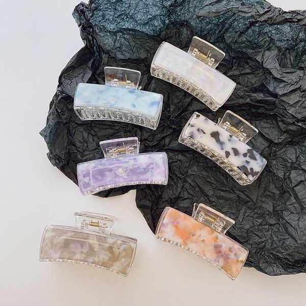 

length 8 cm women geometric square shaped hair clamps medium size floral pattern acetic acid alloy hair clips european female bath ponytail, Slivery;golden