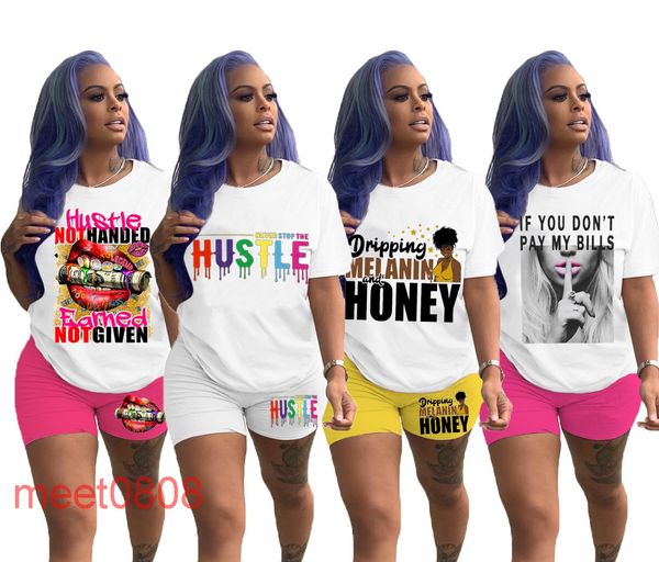 

summer women tracksuits two piece set cartoon printed short sleeve and shorts sports suit meet0808, Gray