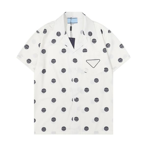 

2022 designer shirts mens fashion geometric print bowling shirt hawaii floral casual shirt men slim fit short sleeve dress hawaiian t-shirt, White;black