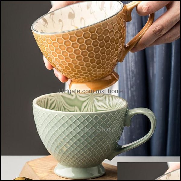 Tazze Bicchieri Cucina Sala da pranzo Bar Giardino di casa Colazione creativa Tazza Farina d'avena Grandi dimensioni Capacità in ceramica Latte Caffè Coppia Dhoq3