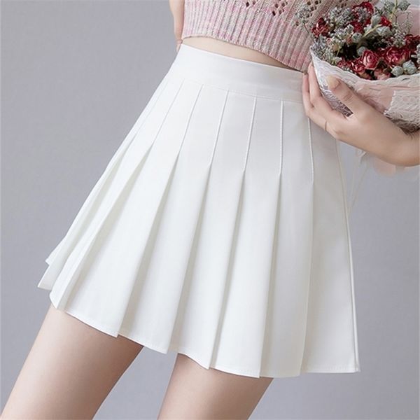 

zoki women pleated skirt summer high waist chic a line ladies pink mini skirt korean zipper preppy style girls dance skirts 220711, Black