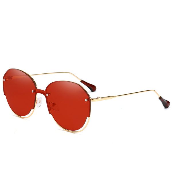 

women uv400 mirrored sunglasses with gold frame red lens, White;black