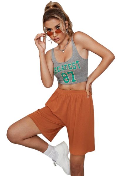 

elastic waist rib-knit shorts 57fl#, White;black