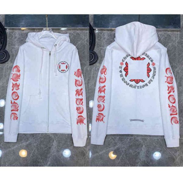 

fashion loose mens sweatshirts classic brand ch designer hoodie horseshoe sanskrit print luxury zipper jacket pullover hooded coat women sw, Black
