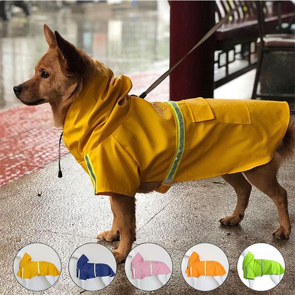 S5XL Pets pequenos cães Capatos de chuva refletidos cães grandes casaco chuva jaqueta impermeável moda ao ar livre roupas de cachorro respirável y200917