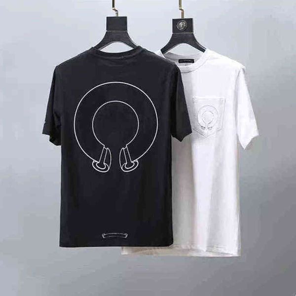 

ch classic t shirts short sleeves summer letter horseshoe sanskrit cross print sweatshirts t-shirts mens woman designer loose tees y8bc, White;black