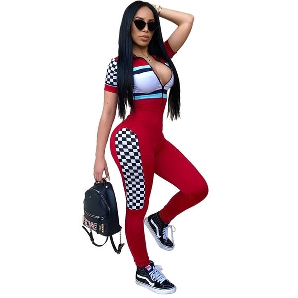 

summer rompers women jumpsuit deep v neck women playsuit mesh patchwork bodycon summer jumpsuit backless t200509, Black;white