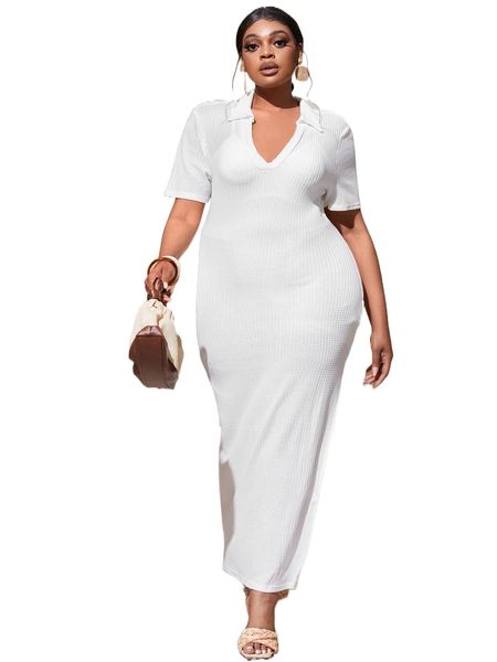 

sxy plus solid split thigh notched neck maxi dress d3mf#, Black