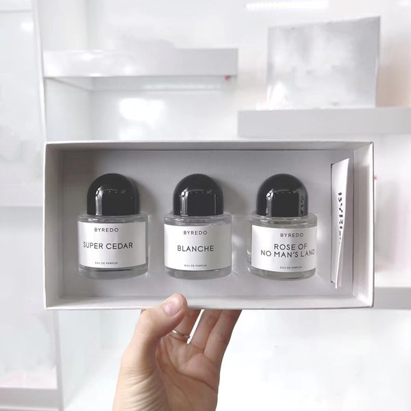 Promoção para presente Byredo Perfume Super Cedar Blanche Rose Of No Man's Land 30ml 3pcs cenão de designer spray cheiro perfumado fragrância spray spray grátis navio rápido