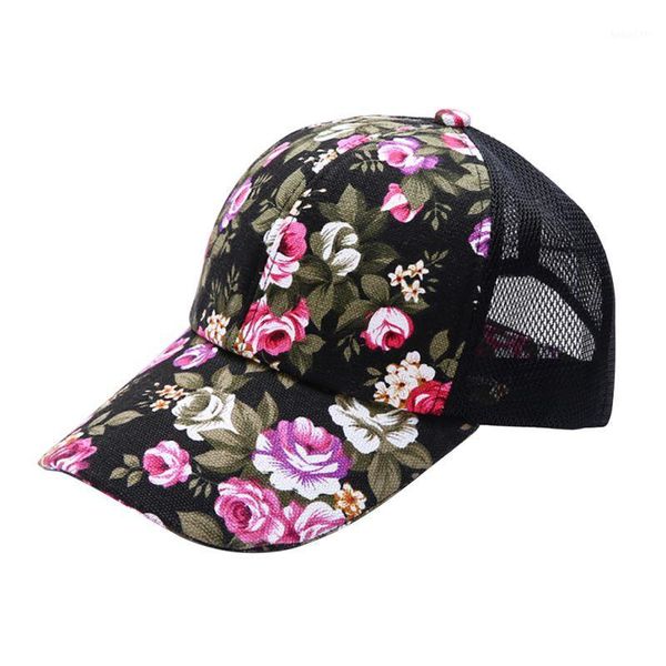 Großhandel - Damen Herren Floral Snapback Hip-Hop Hut Flat Peaked Verstellbare Baseballkappe