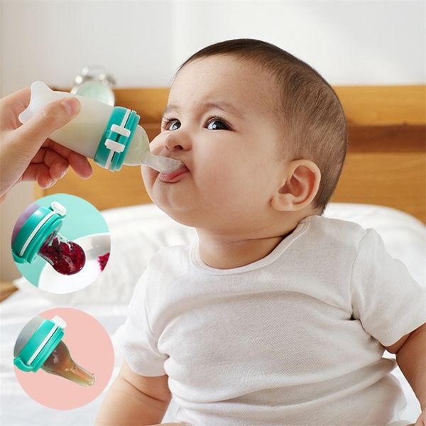 Garrafa de colher de alimentação de bebê com colher alimentador de malha de malha de alimentação sólida colher de silicone alimentador de bebês Distribuidor de bebês Acessórios para bebês 220524