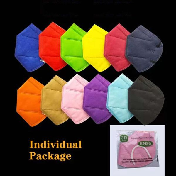 13-Color Protection Face Masks Adulto à prova de poeira Anti-gotícula respirável 5-camada Designer de designer de proteção individual pacote