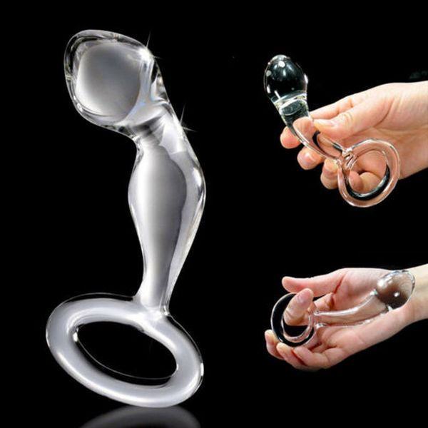 Glas-G-Punkt-Massagegerät für Männer und Frauen, Kristall, doppelseitiger offener Plug, BDSM-Bondage, sexy Spielzeug, vaginale Stimulation