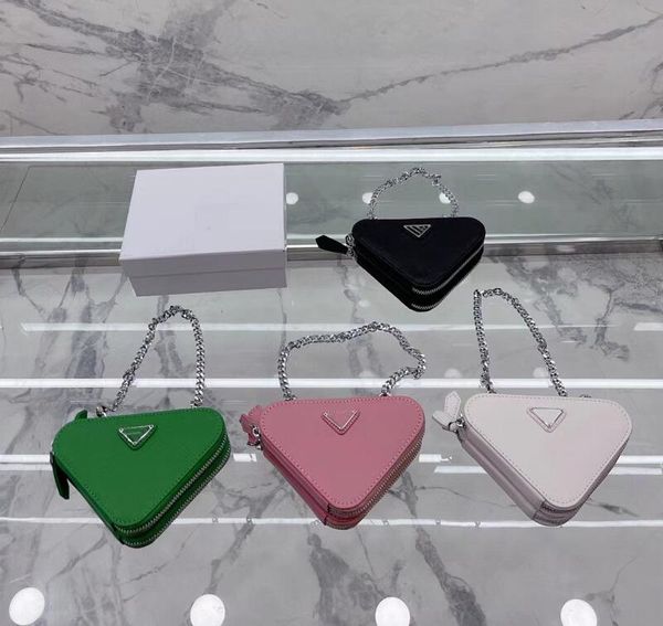 Mode Frauen Verfeinerung Mini Geldbörse Designer Zweiseitige Kette Dreieck Tasche Rosa Abnehmbare Messenger Tasche Luxus Marke Hohe Qualität Leder handtasche