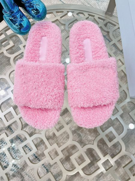 

slippers net red lamb wool slippers flat bottomed flip flops autumn and winter women's fashion shoes, Black