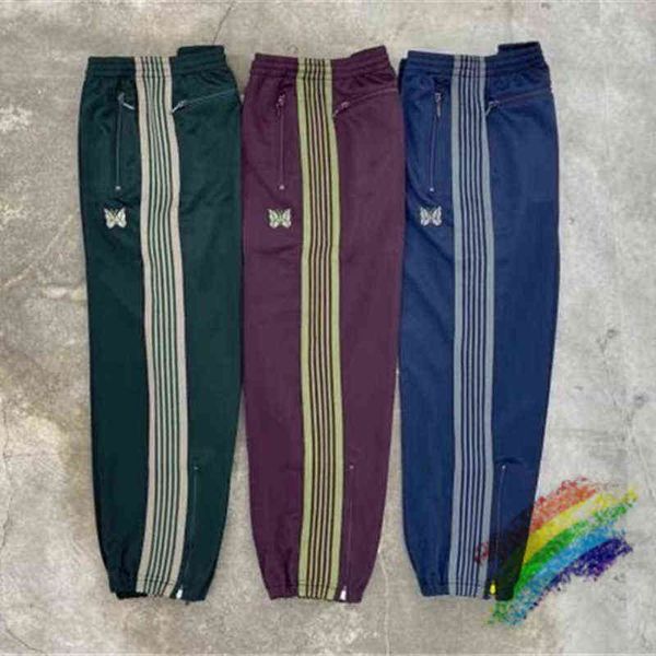 Pantaloni da jogging con matita ad ago Pantaloni da jogging con cerniera per gamba di alta qualità da donna Pantaloni con doppia striscia ricamata a farfalla T220721