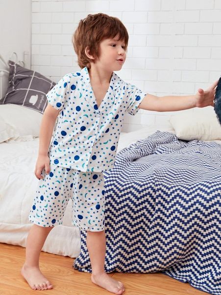 

toddler boys all over print pj set she, Blue;red