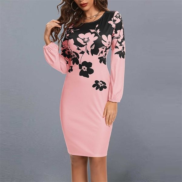 

women dress floral print lantern sleeve es autumn winter elegant ladies midi christmas evening party outfits 220330, Black;gray