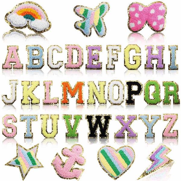 

notions self adhesive letters patches bow rainbow towel embroidered patch for diy clothing bags jacket shoes iron on accessories applique 5., Black