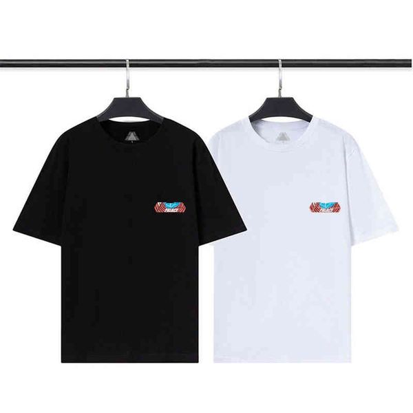 

2022 new high version of grand petit palais classic big triangle refueling gesture graphics couple round neck versatile t-shirt, White;black