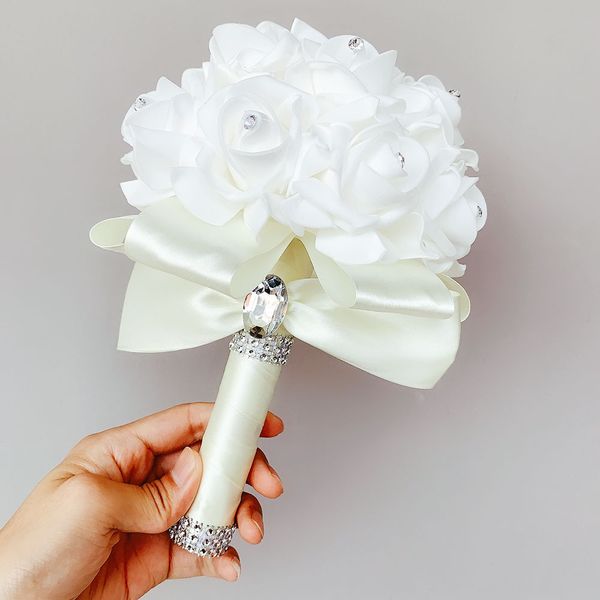 

pe rose bridesmaid wedding flowers bridal ribbon fake bouquet