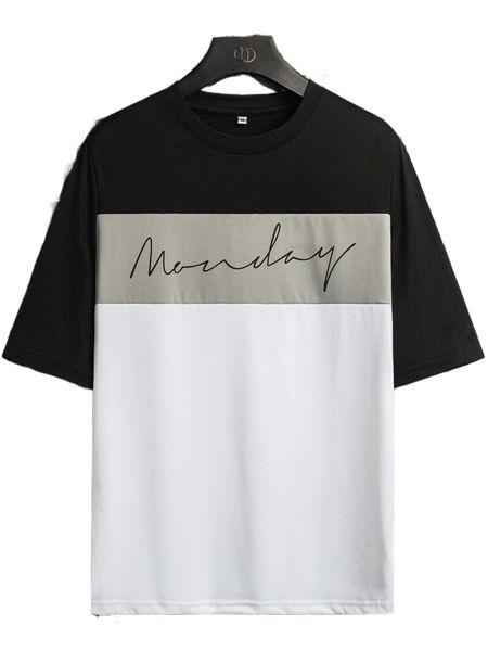 

men color block letter graphic tee s4zh#, White;black