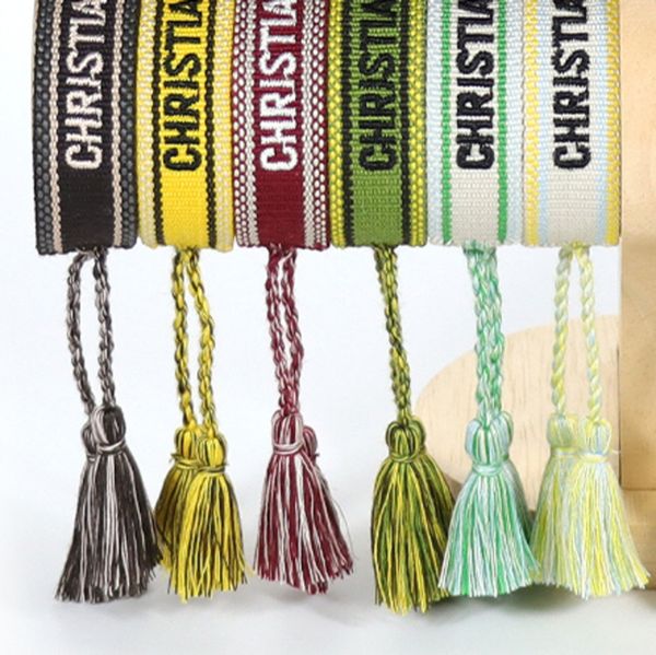 

classic brand fashion bangles jewelry men women handmade cotton signture embroidery luxury bracelets designer woven bangle fabrics bracelet, Black