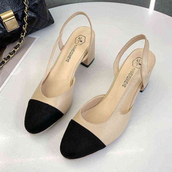 

dress shoes summer women mid heel square head fashion wedding party sandals casual women 220316, Black