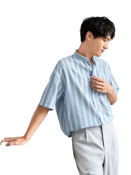 

men block striped drop shoulder shirt n8iv#, White;black