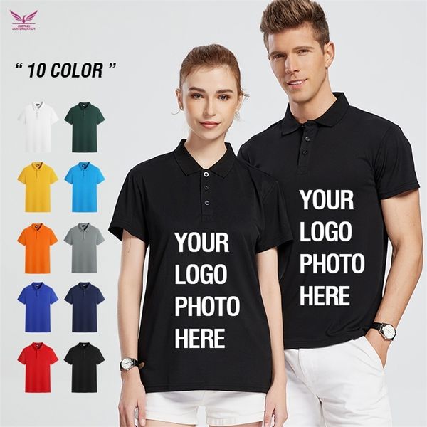 Camisa polo personalizada impressa bordada masculina camisa polo respirável mulher camiseta empresa atacado customização polo camisas 220608